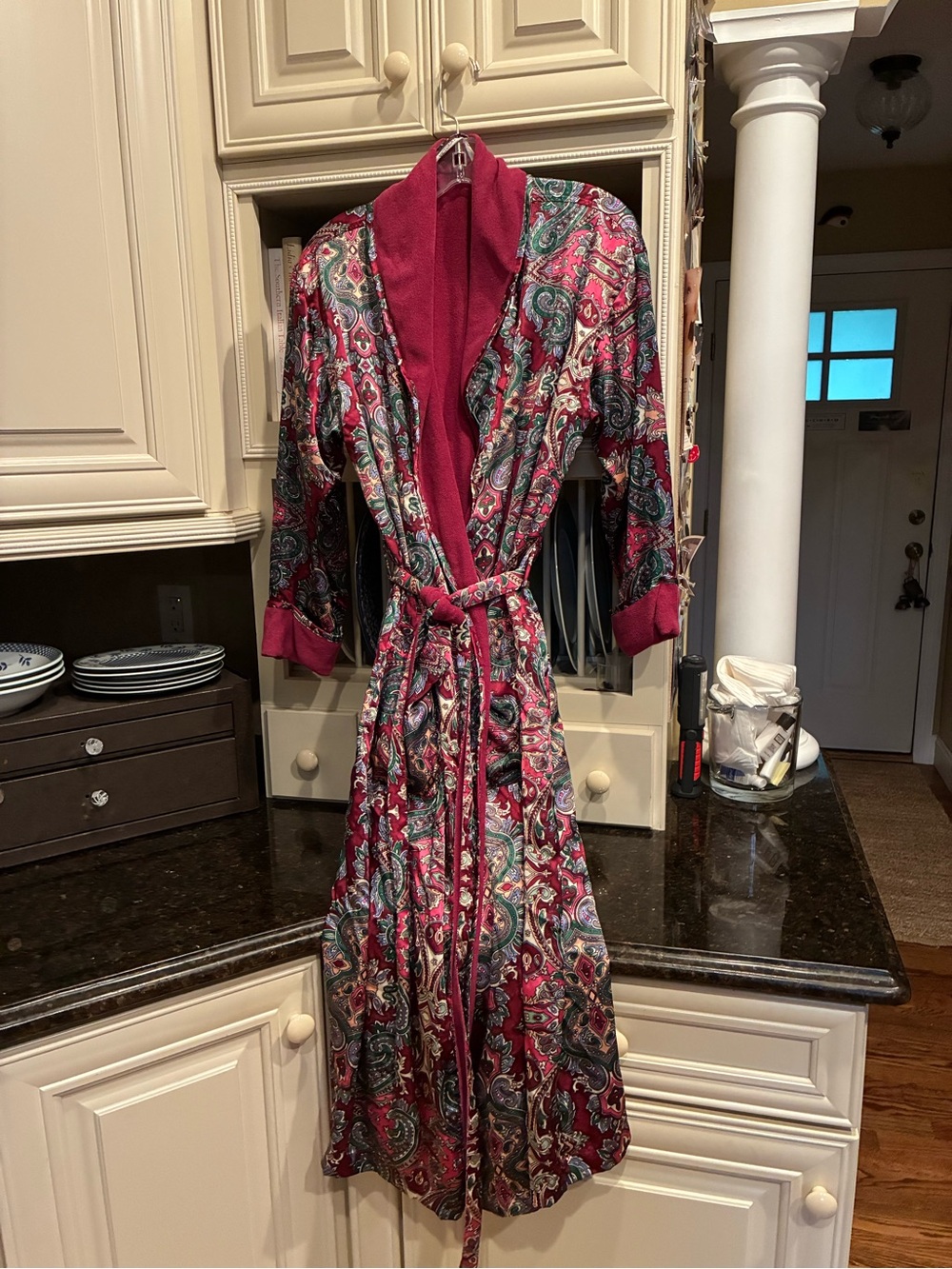 Victoria's Secret Burgundy Paisley Plush-Trim Robe